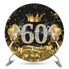 Lofaris Gold Crown Champagne Round 60th Birthday Backdrop