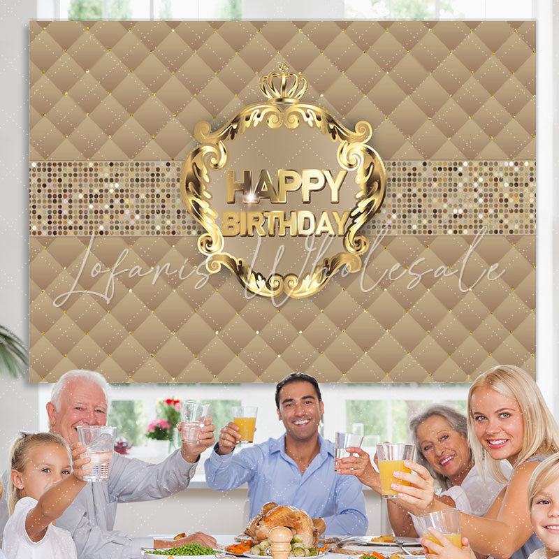 Lofaris Gold Crown Happy Birthday Party Backdrop For Woman