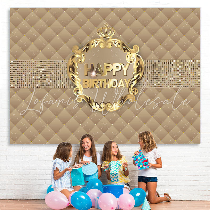 Lofaris Gold Crown Happy Birthday Party Backdrop For Woman