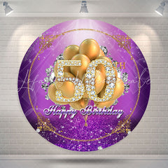 Lofaris Gold Diamond Balloon 50th Birthday Round Backdrop