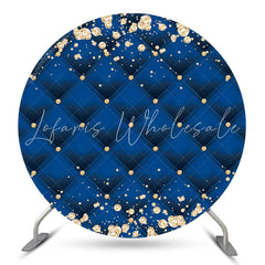 Lofaris Gold Diamond Blue Royal Texture Round Backdrop For Party