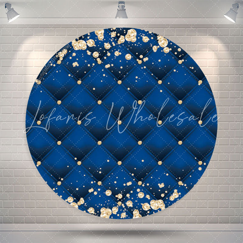 Lofaris Gold Diamond Blue Royal Texture Round Backdrop For Party