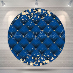 Lofaris Gold Diamond Blue Royal Texture Round Backdrop For Party