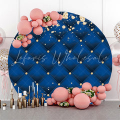 Lofaris Gold Diamond Blue Royal Texture Round Backdrop For Party