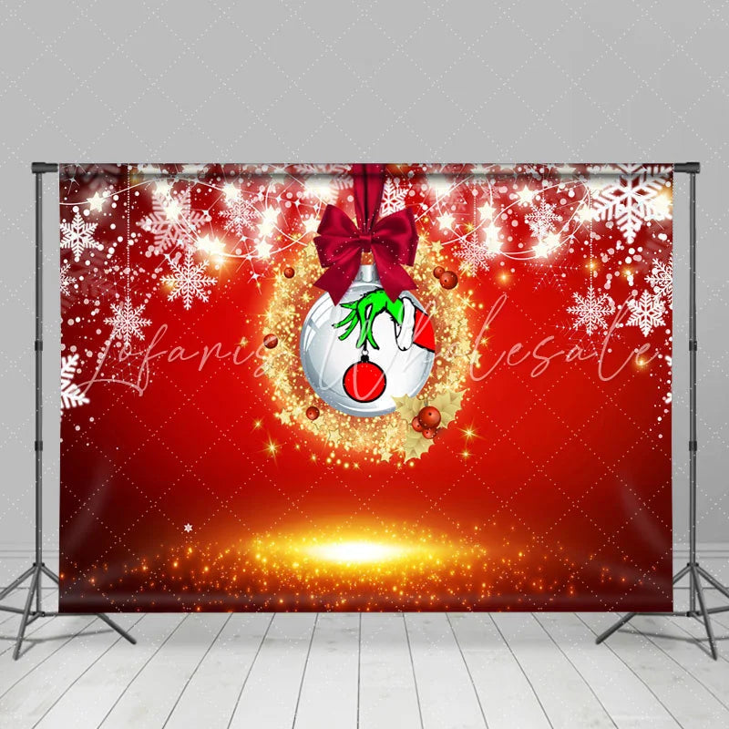 Lofaris Gold Glitter And White Snowflake Christmas Backdrop