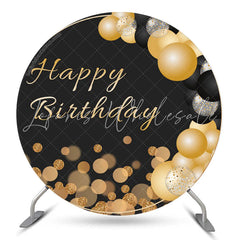 Lofaris Gold Glitter Balloon Birthday Party Round Backdrop