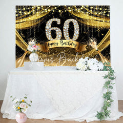 Lofaris Gold Glitter Diamond Champagne 60th Birthday Backdrop