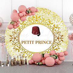 Lofaris Gold Glitter Petit Prince Round Baby Shower Backdorp