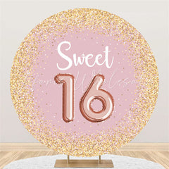 Lofaris Gold Glitter Pink Sweet 16th Birthday Party Backdrop