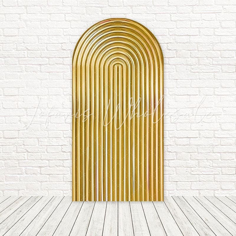 Gold Metallic Shiny Elegance Arch Backdrop For Glamorous Event