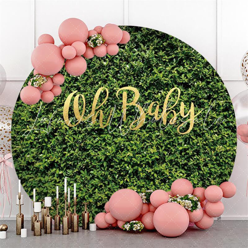 Lofaris Gold Oh Baby Green Grass Circle Shower Backdrop
