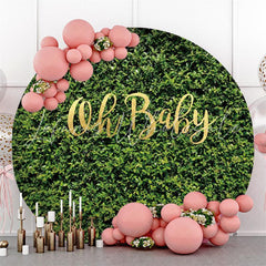 Lofaris Gold Oh Baby Green Grass Circle Shower Backdrop