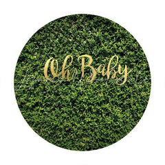 Lofaris Gold Oh Baby Green Grass Circle Shower Backdrop