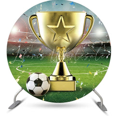 Lofaris Gold Prize Football Stadium Round Birthday Backdrop