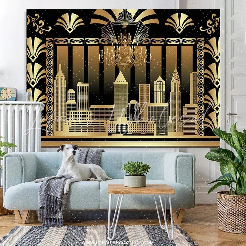 Lofaris Gold The Great Gatsby Adult Birthday Party Backdrop