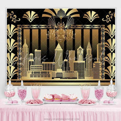 Lofaris Gold The Great Gatsby Adult Birthday Party Backdrop