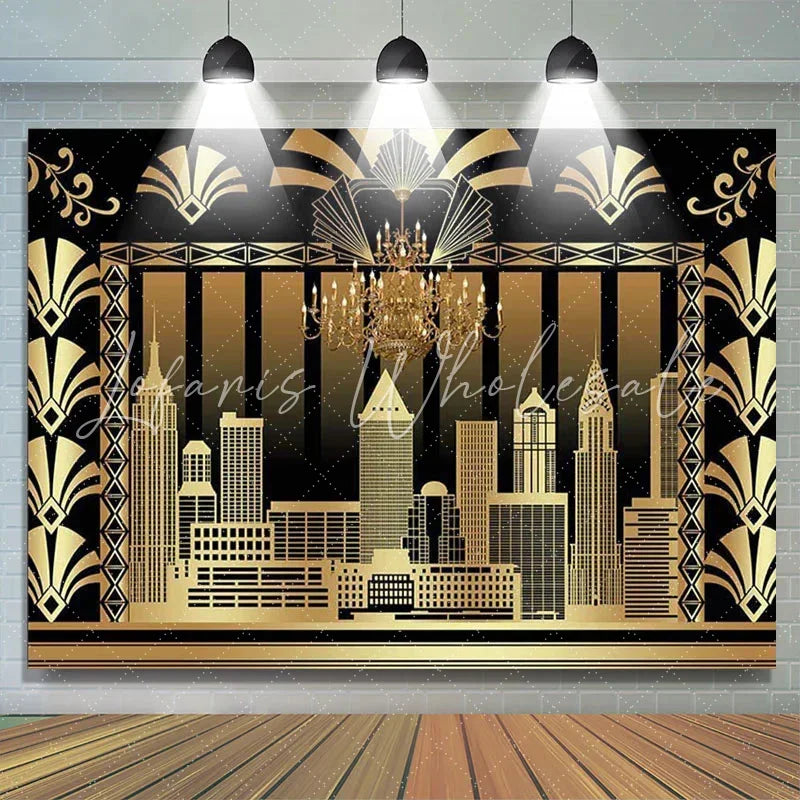 Lofaris Gold The Great Gatsby Adult Birthday Party Backdrop
