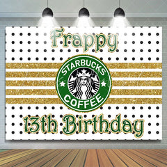 Lofaris Gold White Black Coffee Theme 13th Birthday Backdrop
