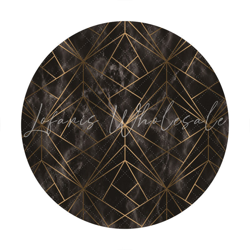 Lofaris Golden And Black Geometric Patterns Circle Backdrop