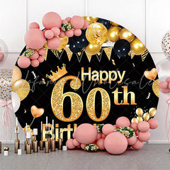 Lofaris Golden Balloon Round 60th Birthday Backdrop Cover
