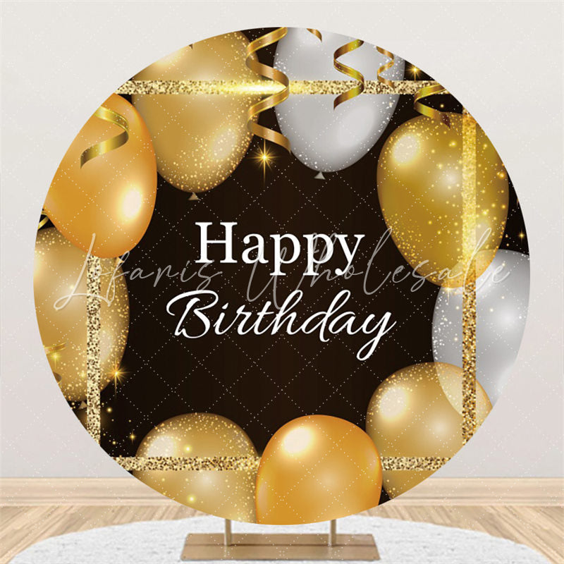 Lofaris Golden Belt Balloons Happy Birthday Circle Backdrop