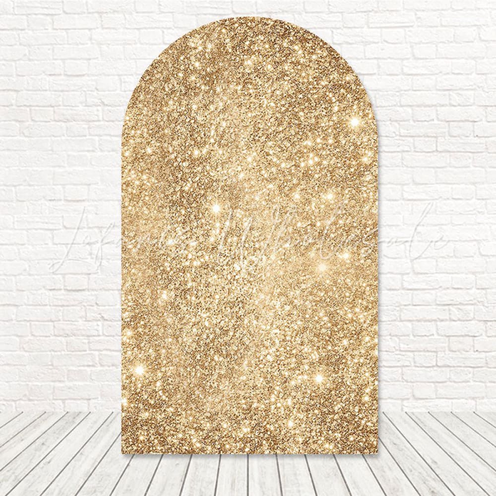 Golden Glitter Glow Design Arch Backdrop For Festive Party Night