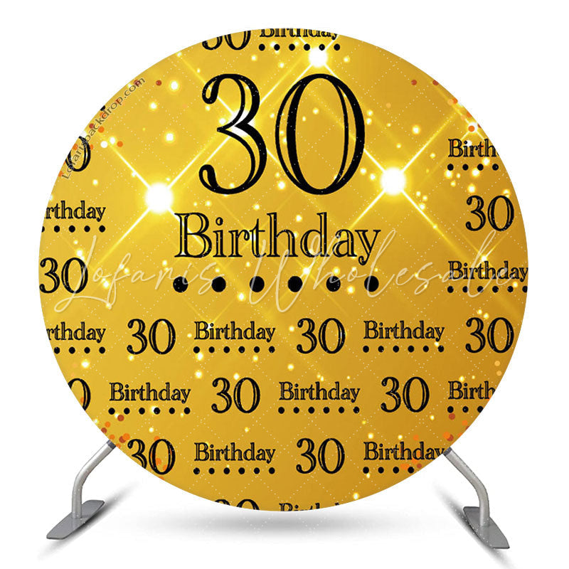 Lofaris Golden Glitter Round 30th Birthday Backdrop Cover