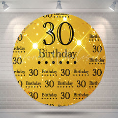 Lofaris Golden Glitter Round 30th Birthday Backdrop Cover