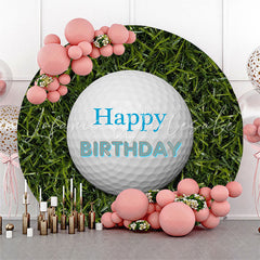 Lofaris Golf Ball Green Grass Happy Birthday Round Backdrop