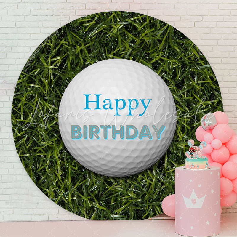 Lofaris Golf Ball Green Grass Happy Birthday Round Backdrop