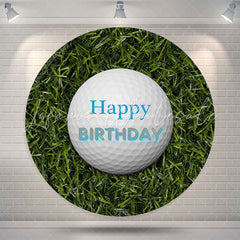 Lofaris Golf Ball Green Grass Happy Birthday Round Backdrop
