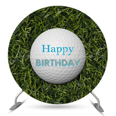 Lofaris Golf Ball Green Grass Happy Birthday Round Backdrop