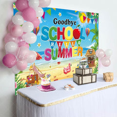 Goodbye School Hello Summer Backdrop For Hawaiian Pool Beach Party