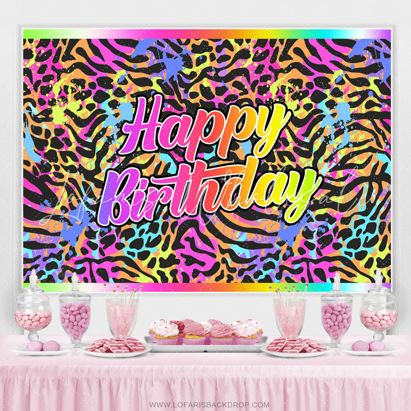 Lofaris Graffiti Colorful Leopard Happy Birthday Backdrop