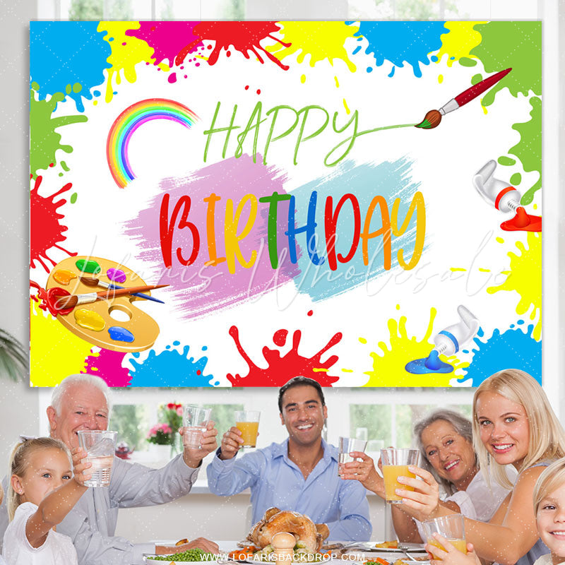 Lofaris Graffiti Oil Painting Cartoon Happy Birthday Backdrop