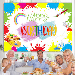 Lofaris Graffiti Oil Painting Cartoon Happy Birthday Backdrop