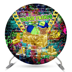 Lofaris Graffiti Wall Gold Hip Hop Round Baby Shower Backdrop