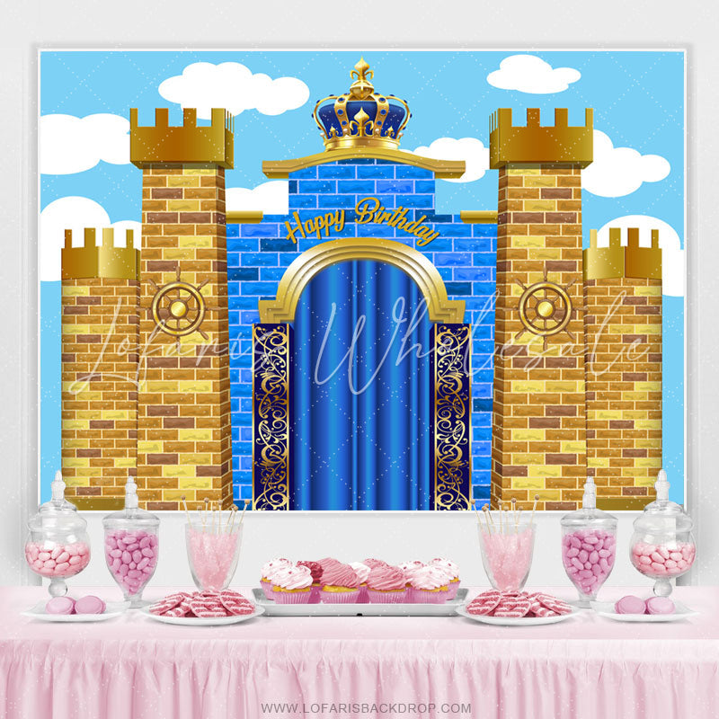 Lofaris Grand Castle With Crown Happy Birthday Backdrop For Kid