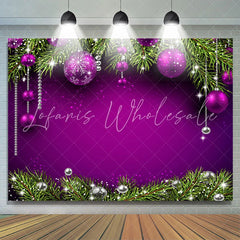 Lofaris Green And Purple Glitter Balls Merry Christmas Backdrop