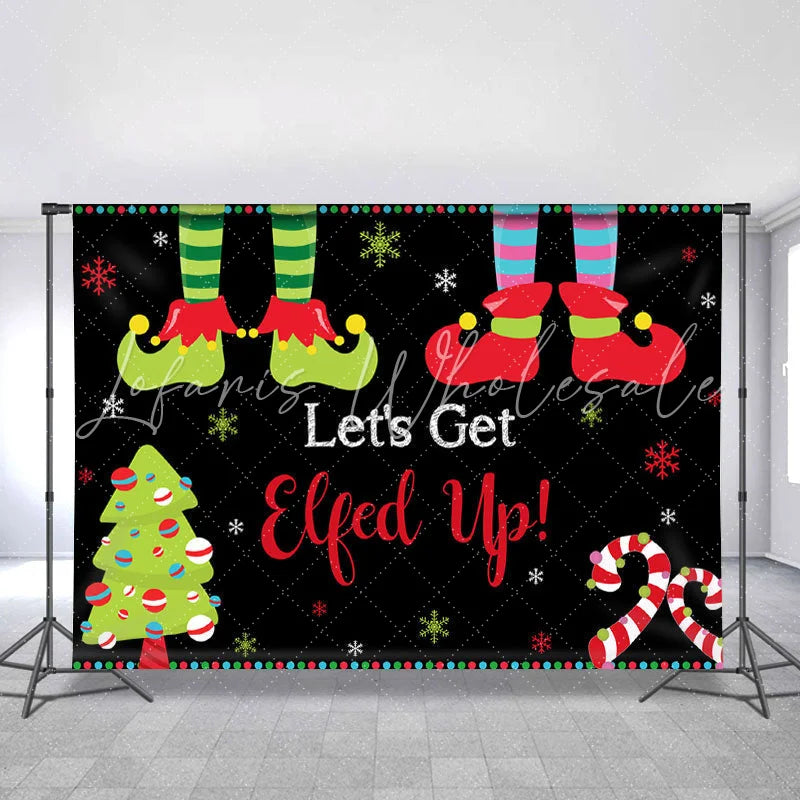 Lofaris Green And Red Clown Feet Black Merry Chrismas Backdrop