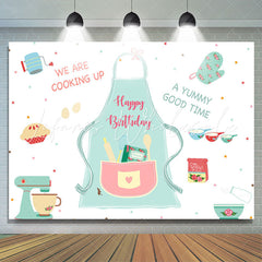 Lofaris Green and Red Cooking Themed Happy Birthday Backdrop