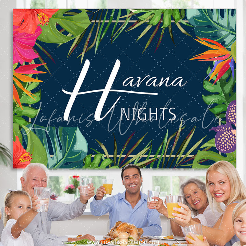 Lofaris Green And Red Leaves Happy Havana Nights Day Backdrop