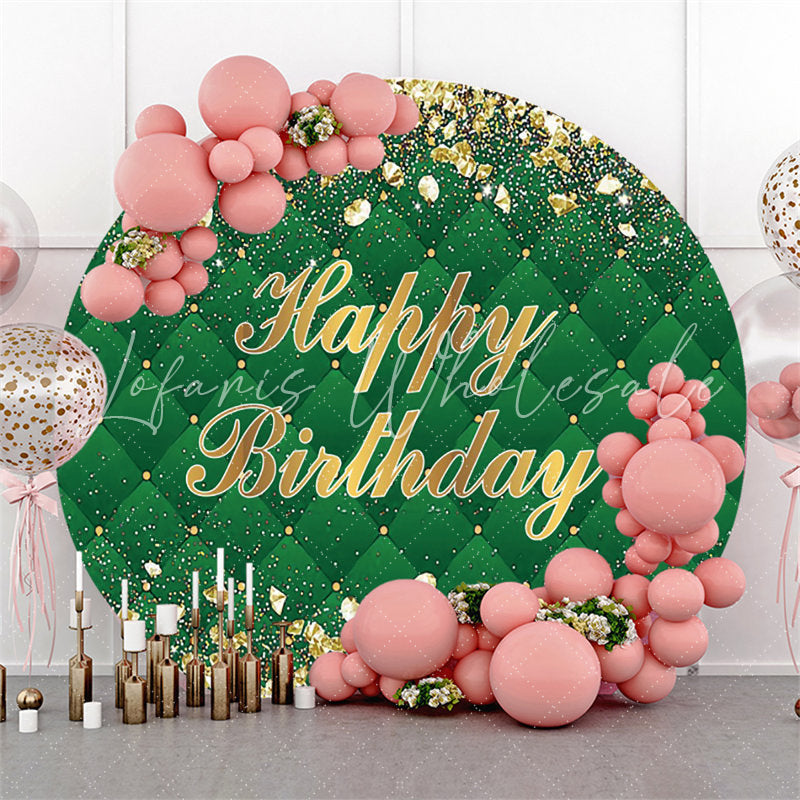 Lofaris Green And Rose Golden Round Happy Birthday Backdrop
