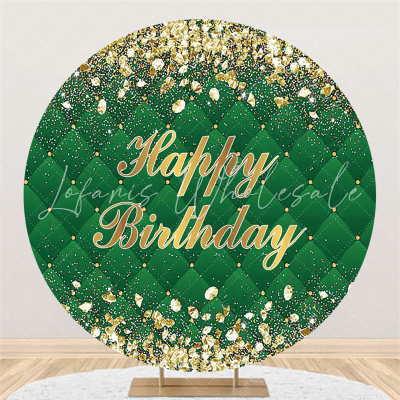 Lofaris Green And Rose Golden Round Happy Birthday Backdrop