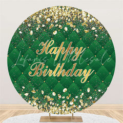 Lofaris Green And Rose Golden Round Happy Birthday Backdrop