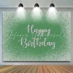 Lofaris Green Bokeh Glitter Happy Birthday Backdrop for Party
