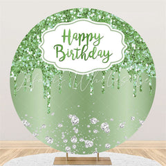 Lofaris Green Diamonds Glitter Happy Birthday Party Backdrop