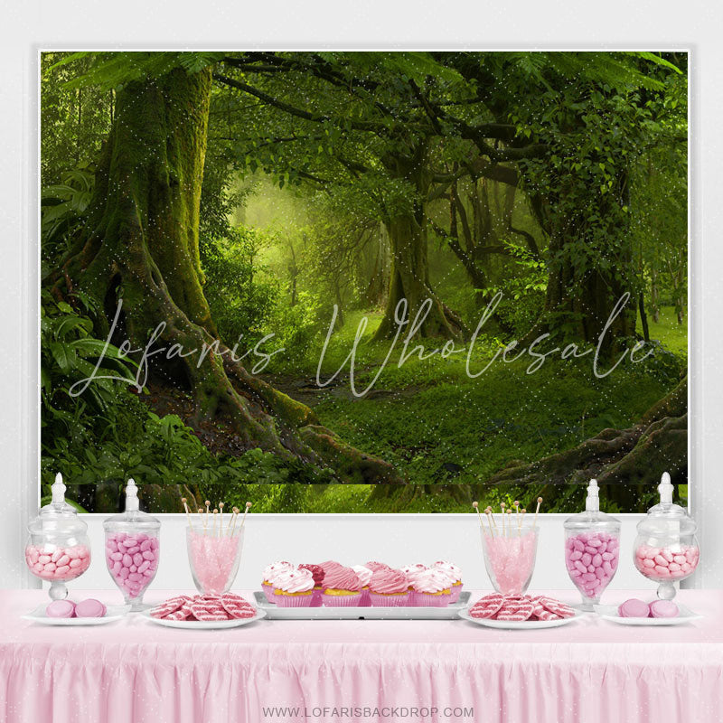 Lofaris Green Fairy Wonderland Forest Birthday Backdrop