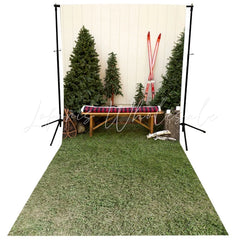 Lofaris Green Grass Outdoor Skate Brick Photography Backdrop