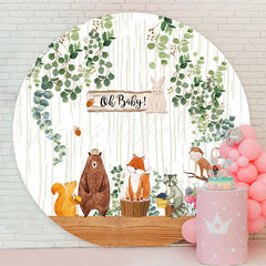 Lofaris Green Leaves Animals Wood Safari Gender Reveal Backdrop